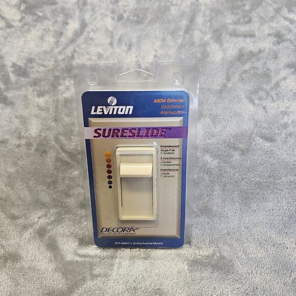 Leviton 611-6621-I  Decora Sureslide 600W Dimmer Switch Ivory - Picture 1 of 11